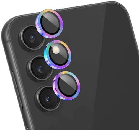 LZAYN 1 Pack Camera Lens Protector for Samsung Galaxy S23 FE | Full Cover,Anti Scratch HD Tempered Glass,Metal Individual Ring Lens Protectors,Colorful Titanium Smartphone Camera Lens