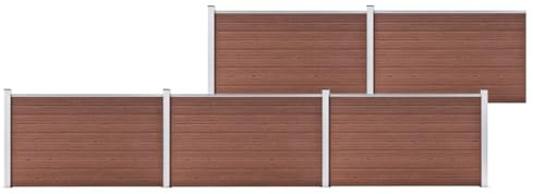 Clôture de jardin WPC - 872 x 106 cm - Marron - Panneaux de clôture composite en bois et plastique - Extensible - Robuste - Poteaux en aluminium - Brise-vue pour jardin et terrasse