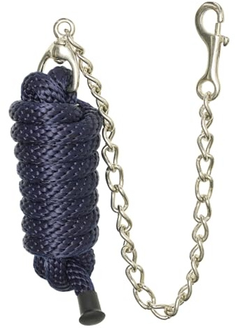 Imperial Riding Hengstkette IRH Classic mit Karabinerhaken, Führstrick mit Eisenkette und Messing-Snap, Navy