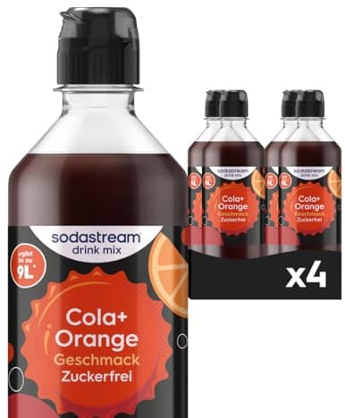 Sodastream drink mix Cola + Orange zuckerfrei, 4er Pack (4 x 440 ml) | Zuckerfreier Sirup für gesprudeltes Wasser, mit Koffein & Vitamine, ergibt bis zu 36L Fertiggetränk