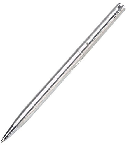 dragonaur Metall-Drehkugelschreiber, schmaler Clip, Silber, Schwarz, Fein, 0,7 mm, Gel, Schreiben, Schulbedarf, Unisex, 11,7 cm
