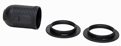Kopp Isolierstoff-Fassung E27 mit 2x Schirmträgerring, schwarz, 214305049