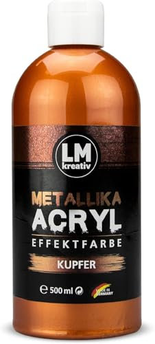 LM Metallika 500 ml Kupfer - Acrylfarbe für Metallic Metall-Glanz, Effekt-Farbe, Bastel- und Deko-Farbe Metallisch Glänzend