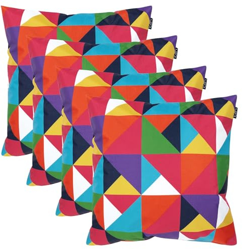 Bean Bag Bazaar Outdoor Cushions Filled, Bright Collection, Set of 4, Triangles