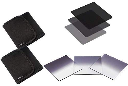 Runshuangyu Graufilter, 4 x 4, Voll- und Verlaufsfilter, ND2, ND4, ND8, Full & Grad ND-Filter mit Tasche für Swing Away Matte Box-Halter – 6 Stück