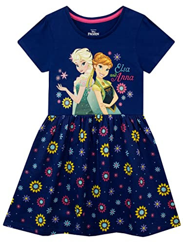 Disney Mädchen Die Eiskönigin Kurzarm Kleid Frozen Blau 134
