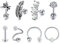 Mayhoop 8 Stück Tragus Helix Ohrringe Piercing Ohrstecker 16G Edelstahl Silber mit Bienenfeder Blume Opal Tragus Helix Bar Spiral Langhantel Hufeisen Ring