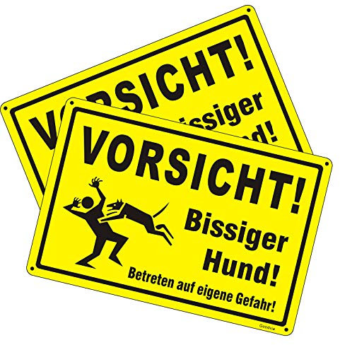 Goodvia Vorsicht Bissiger Hund Schild Aluminium 20x30 cm, Achtung Warnschild Beware of The Dog Reflektierendes Metall Vorsicht Hund Schild, Geeignet für den Innen- und Außenbereich
