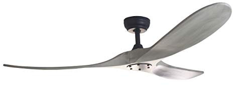 Neatfi 152CM Indoor Modern Ceiling Fan without Light, 3 Solid Wood Blades, 6-Speed, Ultra Quiet DC Motor, Downrod Mount Reversible Ceiling Fans with Remote Control for Bedrooms, Living Room (Gray)