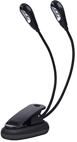 VBESTLIFE Clip On Music Stand Buch Leselampe, Mini Double Adjustable Arms LED-Lampe für Music Stand, Nachtlesung(6 Perlen)