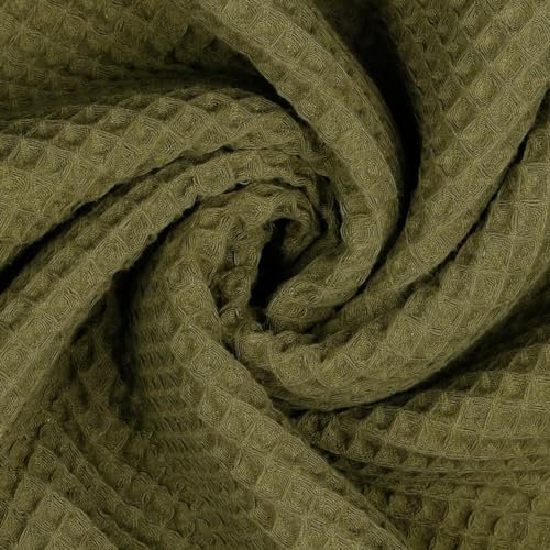VmG-Store Waffelpique Meterware 25 Farben Waffel Stoff 100% Baumwollstoff Tex 100 (038 I Moosgrün, 100 x 150cm)