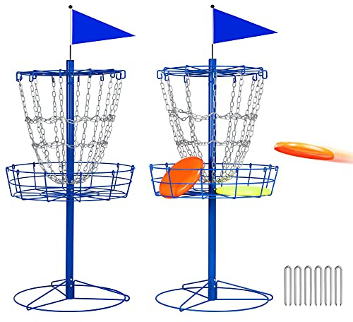 Yaheetech 2 Pack Disc Golf Basket 12-Chain Steel Practice Target, Blue