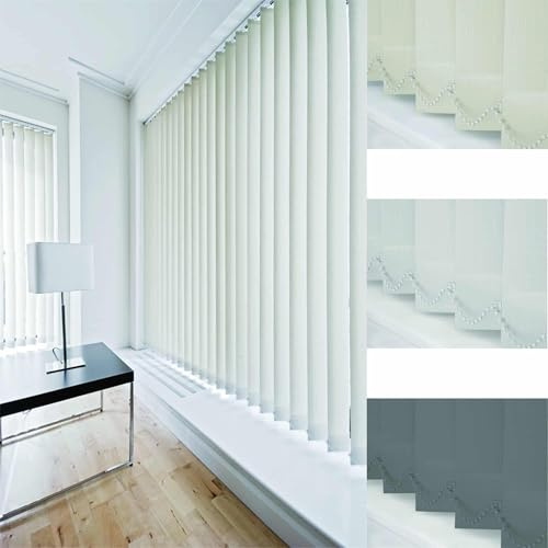 Dimout Patterned Vertical Blind Complete [210cm, Cream, Short Drop]
