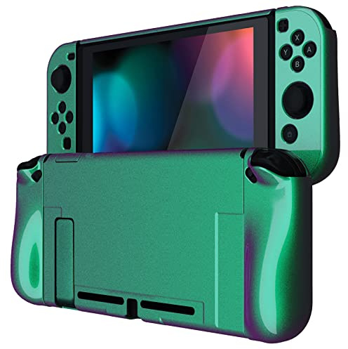 PlayVital Coque Protection pour Nintendo Switch Joycon Cover | Étui Housse pour Switch Console Accessoires Upgraded,Caméléon Violet Vert