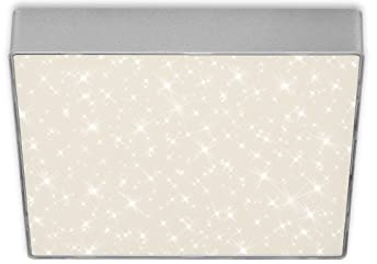 BRILONER - LED Deckenlampe mit Sternenhimmel, rahmenlos, neutralweiße Lichtfarbe, LED Lampe, Deckenleuchte, Wohnzimmerlampe, Schlafzimmerlampe, Küchenlampe, 21,2x21,2x3,6 cm, Silberfarbig