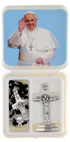Holyart Rosenkranz und Kreuz Papst Franziskus schwarz