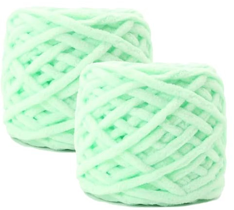 Maxee Chenille Wolle Garn 180 g(90 g*2), ca.130 m, Super Soft Knitting, Chunky Grobstrick Weiches Wollgarn zum Häkeln, Chenille zum Weben von Schals, Mützen, Decken, Zierkissen-Wassergrün
