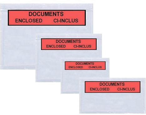 PACKY - Lieferscheintaschen Selbstklebend - Dokumententasche Paket A6 A5 A4 Oder DL - Transparente Versandtaschen - Documents Enclosed - Zoll Dokumententasche - A4 | 315 x 225 mm - 100 Stück