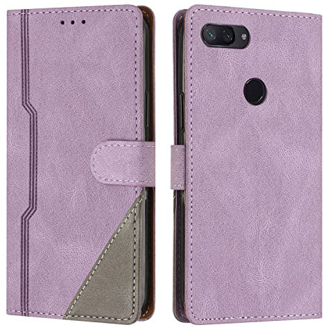 Radoo Cover per Xiaomi Mi 8 Lite, Custodia in PU Pelle Portafoglio Flip Chiusura Magnetica Antiurto Funzione Scomparti, con Slot Schede Supporto Pieghevole per Xiaomi Mi 8 Lite (Porpora)