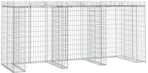 Tidyard Cache-poubelles en gabion avec paroi en gabion - 270 x 91 x 120 cm (L x l x H) - Dimensions des mailles : 5 x 10 cm (L x l x H)