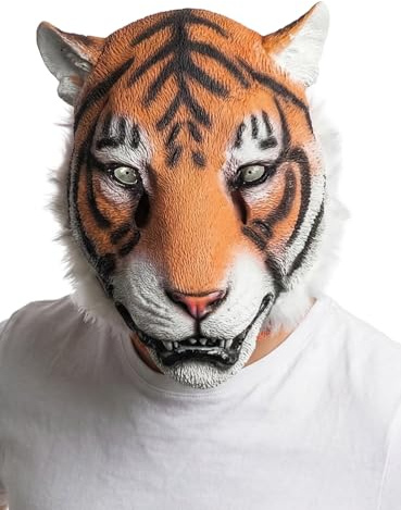 Maskworld Sibirischer Tiger Maske aus Latex - Vollmaske als Verkleidung für Halloween, Karneval & Motto-Party