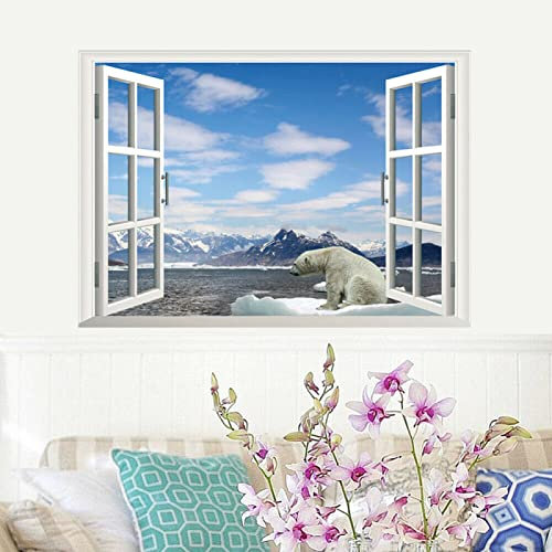 Wandaufkleber 3D Landschaft Eisbär Wandtattoo Wandtattoo Eis Winter Fensterbild Wandtattoo 55x80cm