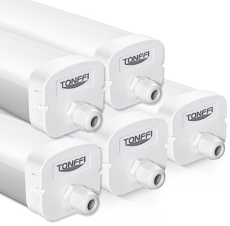 TONFFI 5 Stück LED Feuchtraumleuchte 60W 7200LM, 155cm LED Feuchtraumlampe Röhre, IP65 Wasserfest Wannenleuchte Werkstattlampe für Keller Garage Werkstatt Büro, Neutralweiß 4000K