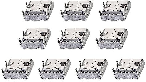 Rebower USB 3.1 Connector PCB 16 Pin DIP 180 Degree Type-C Female Socket Plug [for Electronics Power Port Repair] - 3A / Silver Black / 10Pcs