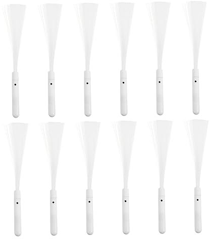 12 Stk Glasfaser-flash-geflechte Stock Led-konzert-leuchtstab Regenbogen-leuchtstab Hochzeit Leuchten Neonsticks Schaumstoff-glühstäbe Plastik Lichtmast Weiß Kind Batterie