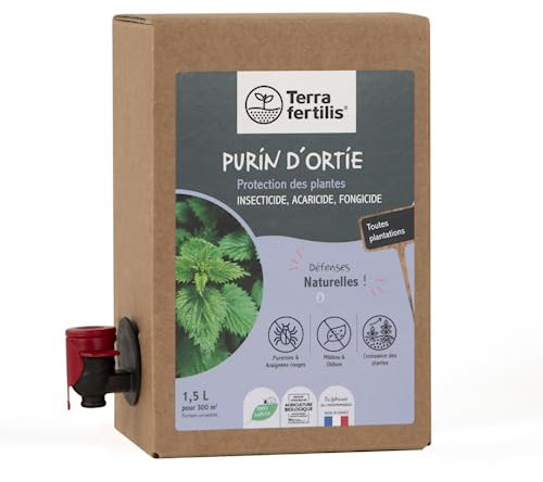 Purin d’orties BIO - TERRA FERTILIS - Liquide et concentrée à diluer 100% naturel - Made in France - Biostimulant écologique pour le traitement des légumes, fleurs et fruitiers - 1,5 L