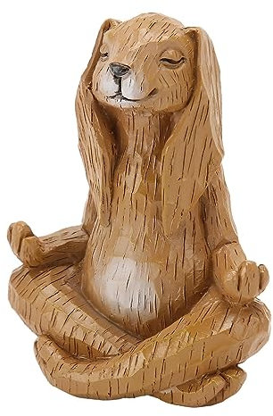 Pssopp Hasendekorationen, Meditierende Hasenskulptur, 11,9 X 9,4 X 6,9 cm, Hasenharzskulptur, Hasenfigur, Yoga-Geste, Hase für Wohnzimmer, Büro, Garten
