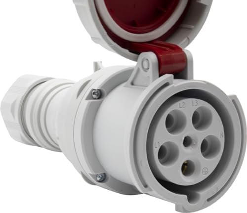 Brennenstuhl Industrielle CEE-Steckdose, 5-polig, für den Außenbereich, CEE-Steckdose 400 V/63 A mit Deckel, verschraubbarer Anschluss, Verwendung im Freien, Baustelle, Industrie, Camping, IP67, 63 A