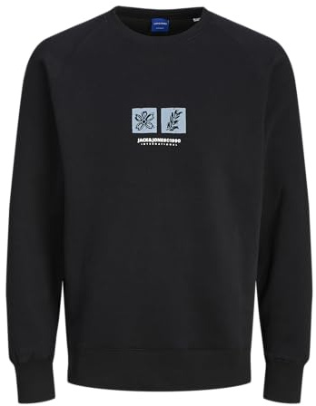 JACK&JONES Herren JORPORTLAND Box Sweat Crew Neck Sweatshirt, Black, L