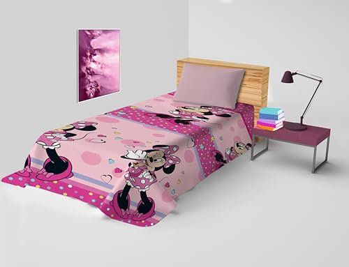 hermet Disney Minnie Mouse, 100% Baumwolle Tagesdecke für Einzelbett, 170 x 270 cm, Disney