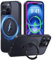 CASEKOO MagicStand für iPhone 16 Pro Max Hülle mit MagSafe [Unsichtbarer Ständer] [MIL-STD-810H Militärstandard] Stoßfeste Schutzhülle Dünne Griffige Matte Handyhülle iPhone 16 Pro Max Case - Schwarz