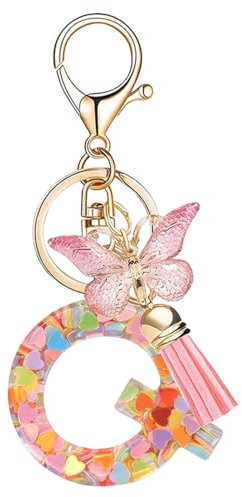 Porte clés Initiale Porte clé pour Femme Fille Personnalisée Lettres Keychain - Q