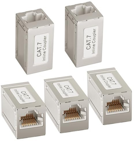 AXFEE 5 Pack RJ45 Coupler, Cat7 Cat6 Cat5e Cat5 Ethernet Cable Connector, 8P8C LAN Cable Adapter, Network Coupler Ethernet Extension, Network Extender Coupler Female to Female