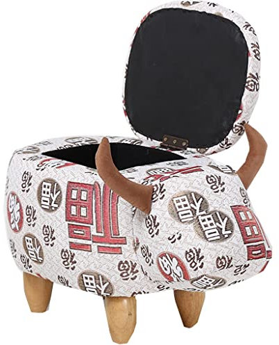 Fußhocker in Tierform, 36,8 cm, Kuhfell, mit Stauraum, Fußstütze, Hocker, Leder, Fußstütze, Schminkhocker, Fußhocker für Wohnzimmer, Ankleidezimmer, Schlafzimmer, Spielzimmer (Farbe: /Stoff