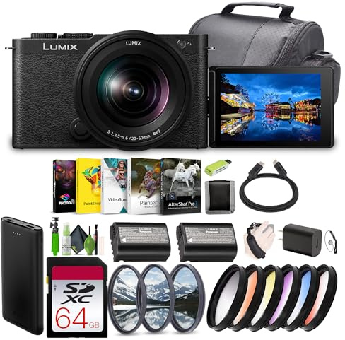 Panasonic LUMIX S9 Mirrorless Full Frame Compact Camera with 20-60mm F3.5-5.6 L Mount Lens for Content Creators - Black -Bundle with 64GB UHS-II SDXC Memory Card + Filter Kit and More Accessories