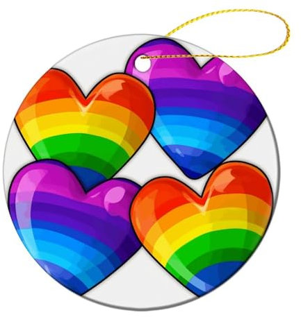 Weihnachtsschmuck für beste Freunde, Regenbogenfarben, Gay-Pride-Herzen, Druck, Freundschafts-Ornamente, Neujahrs-Ornamente, Keramik-Andenken