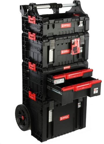 Tool Box on Wheels, Double Drawer, Tool Box Organiser, Box with Handle H 139 cm, Modular Set, Garage Workshop PRO