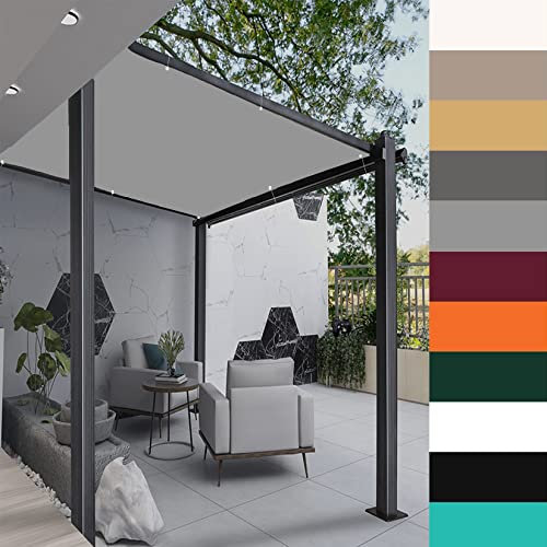 Baldacchino a vela rettangolare impermeabile, 5 x 9 m, per terrazza, cortile, piscina e area giochi, protezione solare, resistente alle intemperie e durevole, grigio chiaro