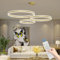 Mikeru Pendelleuchte, Gold Wohnzimmerlampe ø40+60+80CM Runde Pendellampe, 85w 3-Ring Kreisförmige Led Hängelampe Oben und unten leuchtend Mit Memory-Funktion 10%-100% Dimmbarer Kronleuchter