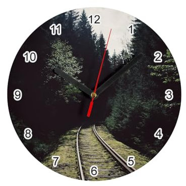 Fabulous Wanduhr aus Glas – Eisenbahn durch den Kiefernbohrer – Durchmesser 20 cm – Weiß