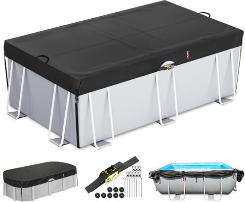 LXKCKJ Cubierta rectangular de alberca de 9 x 18 pies para piscina sobre el suelo, cubiertas ovaladas para piscinas de marco rectangular, cubierta rectangular de alberca de invierno, ideal para