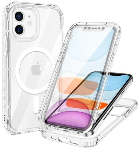 XTCASE für iPhone 11 Hülle Magnetisch Kompatibel mit Magsafe, 360 Grad Ganzkörper Schutzhülle mit eingebauter Displayschutzfolie, Stoßfest Kratzfeste Nie Vergilbung FallSchutz, Transparent