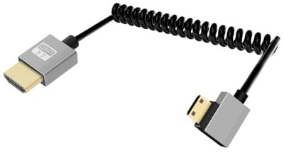 YANBORONSN 4K Mini Cavo a Spirale da HDMI a HMDI 2.2FT, Cavo a Spirale da HDMI a Mini HDMI, Cavo HDMI Corto 2,0 4K@120Hz 18 Gbps per Fotocamera/Videocamera/HDTV/Tablet (destro)