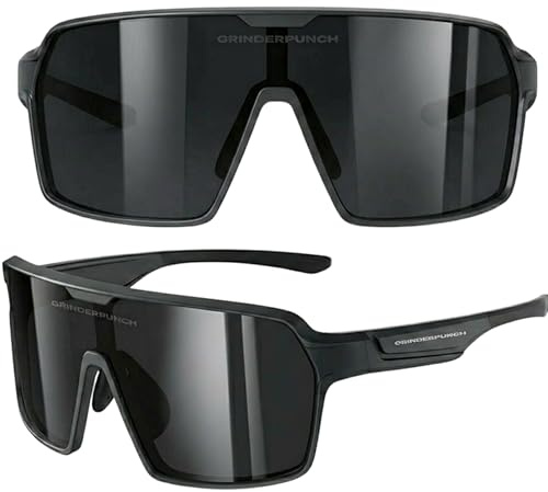 grinderPUNCH Polarisierte Sport-Sonnenbrille für Herren und Damen, leichte Sonnenbrille mit UV-Schutz für Schnee, Wandern, Radfahren, Laufen und Angeln (Schwarz)
