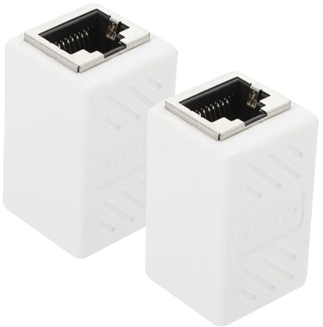 2 Stück Rj45 Ethernet Kupplung Weiß Abs Zinklegierung für Netzwerkkabel | Plug And Play Montage, Kompatibel mit Cat5e, Cat5 und Cat6, Bruchsicher und Praktisch