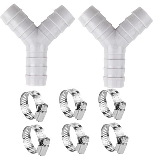 2 Sets Washing Machine Waste Splitter, Washing Machine Waste Pipe Connector, Y-Type Hose Connectors,Includes Six Hose Clamps, Drain Hose Accessories for dishwashers